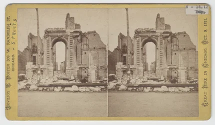 Vue stéréoscopique des ruines sur Washington Street après l